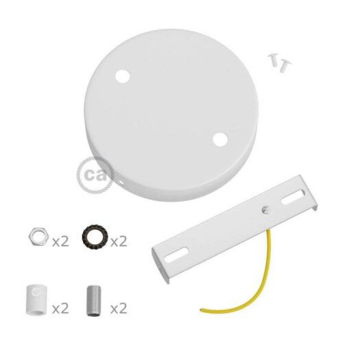 Descriptif kit rosace de plafond métallique 2 trous blanc