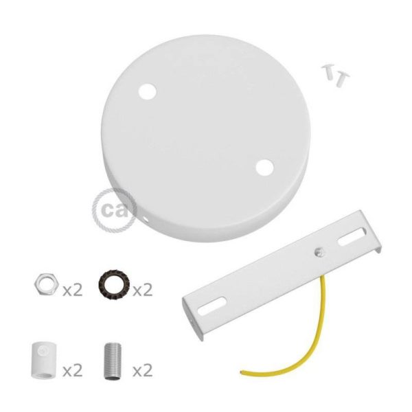 Descriptif kit rosace de plafond métallique 2 trous blanc