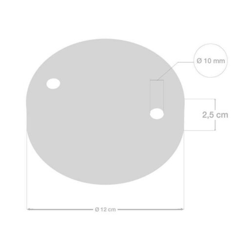 Mesures du kit rosace de plafond métallique 2 trous