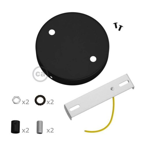 Descriptif kit rosace de plafond métallique 2 trous noir