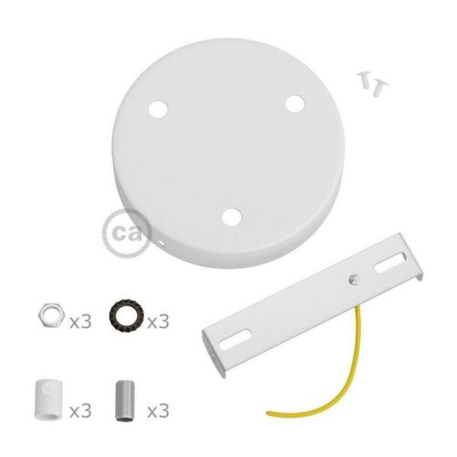 Descriptif kit rosace de plafond métallique 3 trous blanc