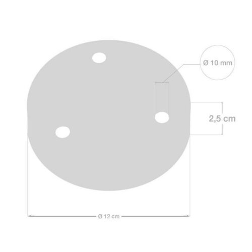 Mesures du kit rosace de plafond métallique 3 trous