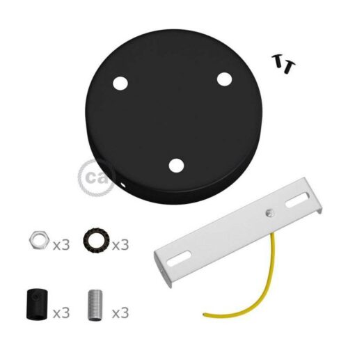 Descriptif kit rosace de plafond métallique 3 trous noir